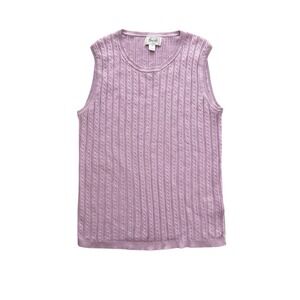 Vintage Y2K Foxcroft Cable Knit Sleeveless Shirt Womens Medium Purple Pastel